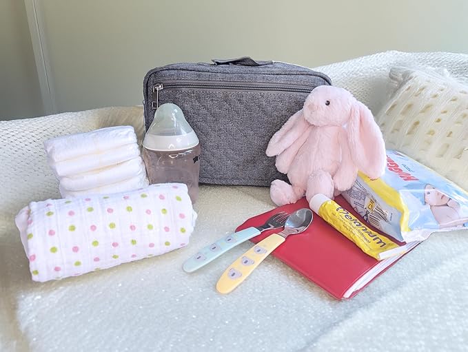 Small Baby Changing Bag with Change Mat, Travel Crossbody Nappy Bag, Compact Diaper Satchel for Mums and Dads
