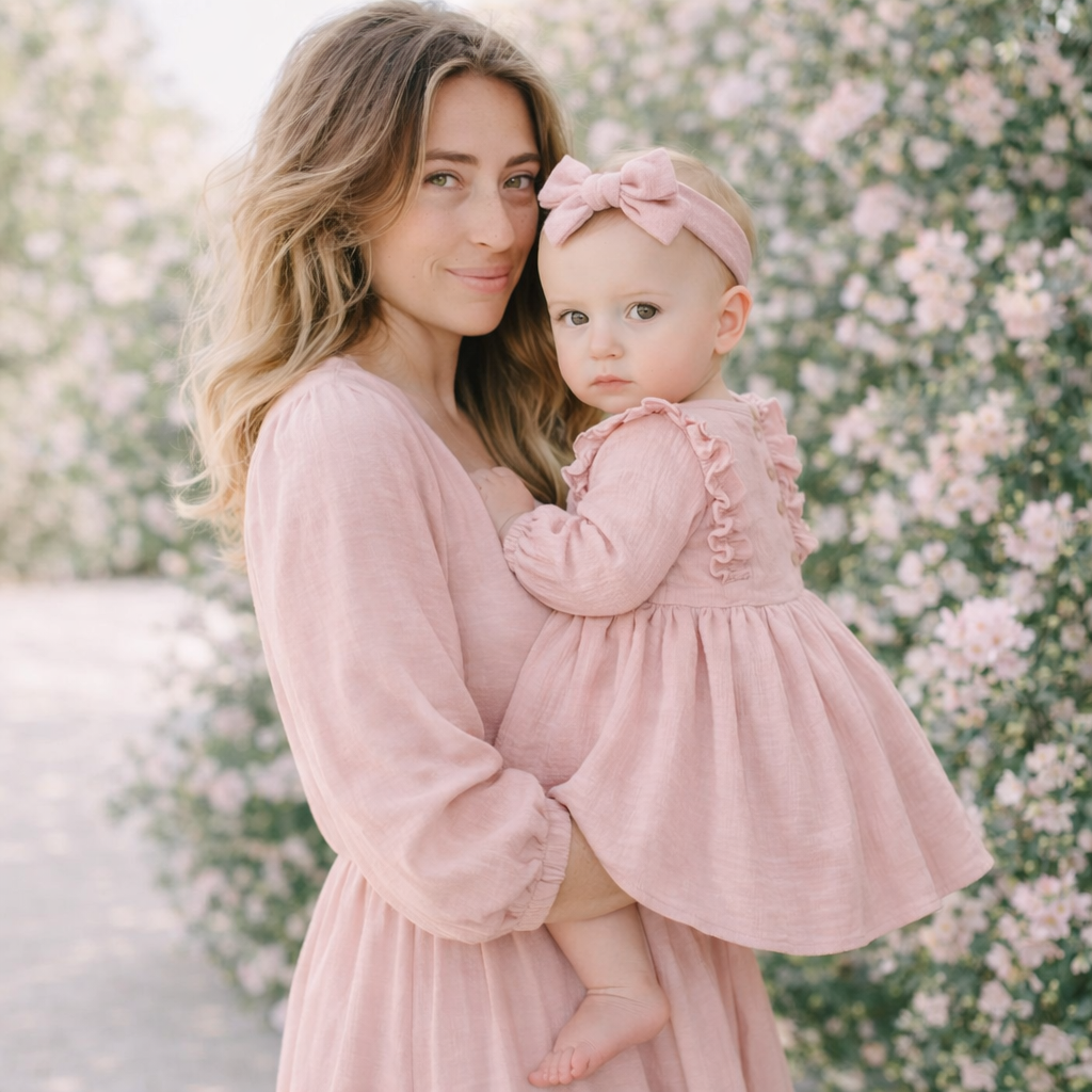 Baby Girl Dress with Bow | Valentine's Day, Mother's Day, or Any Special Occasion Outfit Cute Red Cotton Blend Comfortable Elegant for Photos Gatherings Parties