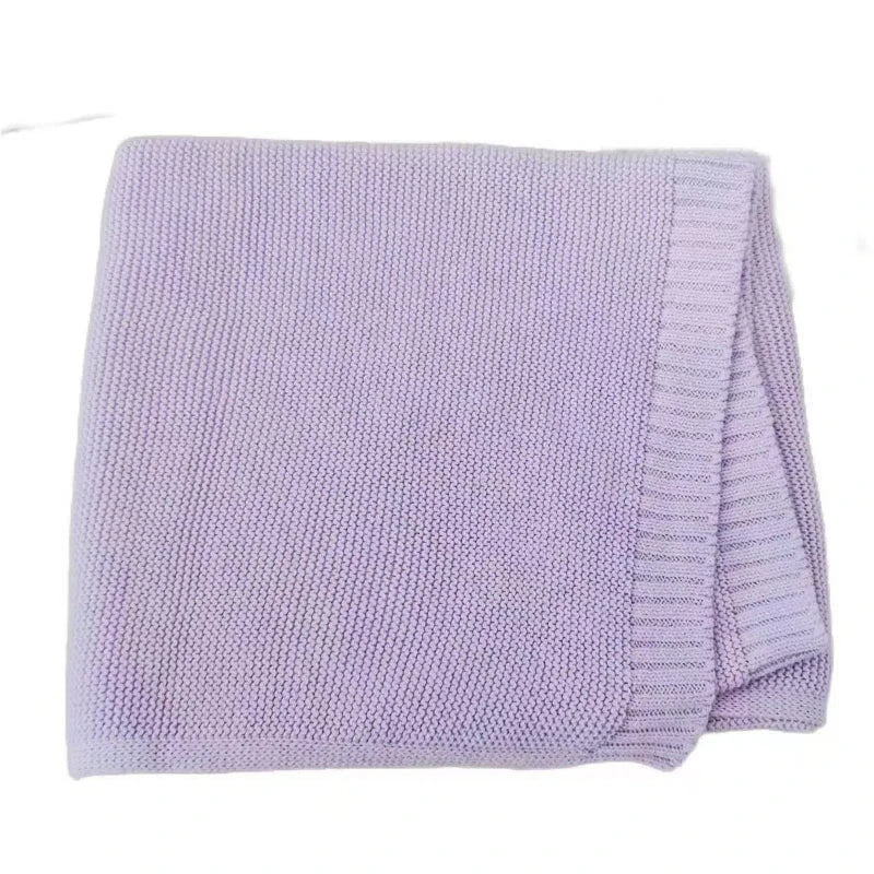 Personalised Knitted Baby Blanket – Custom Name Embroidery | Soft Cotton Newborn Handmade Keepsake Gift