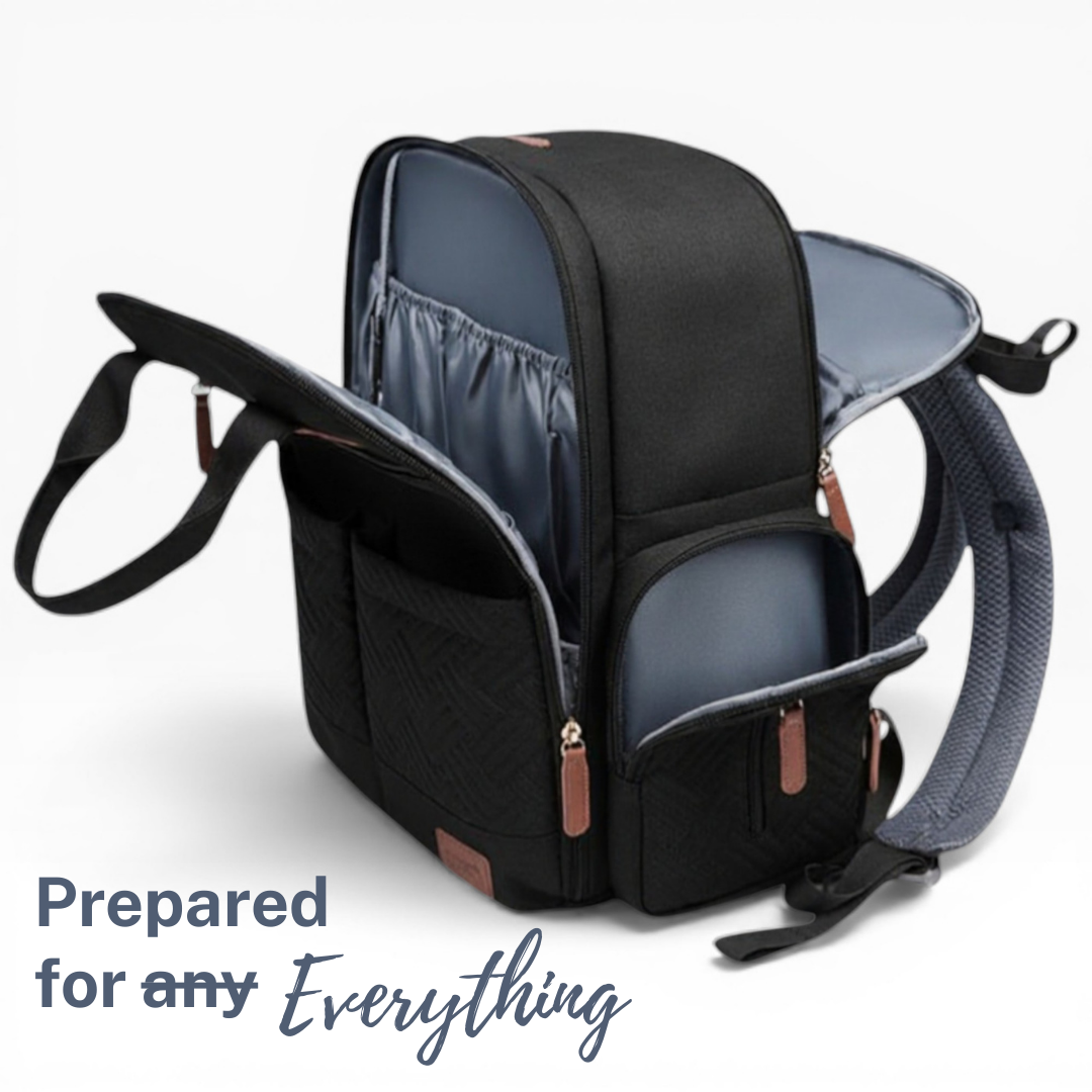 Baby Changing Backpack – Stylish, Spacious & Smart Nappy Bag for Modern Parents | Multi-Pocket Organizer with Wipe Access, Insulated Bottle Section & Stroller Straps