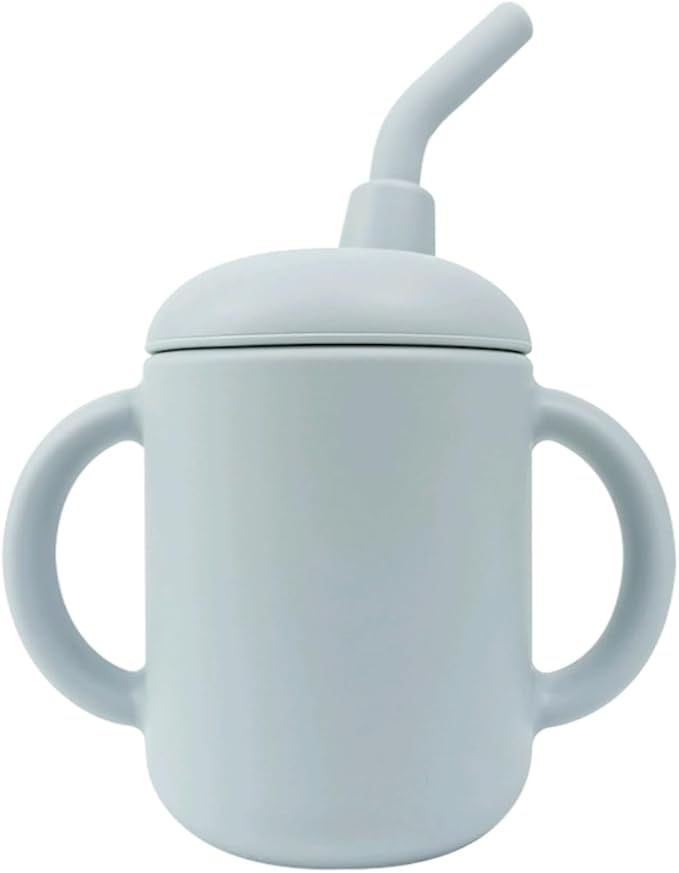 Baby Sippy Cup with Straw, BPA Free, Food Grade Silicone Sippy Cup, Suitable for Teething Babies