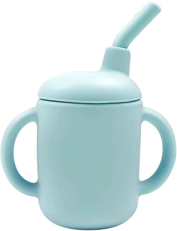 Baby Sippy Cup with Straw, BPA Free, Food Grade Silicone Sippy Cup, Suitable for Teething Babies
