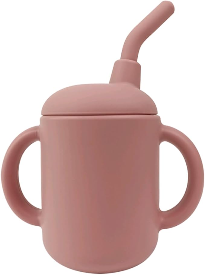 Baby Sippy Cup with Straw, BPA Free, Food Grade Silicone Sippy Cup, Suitable for Teething Babies
