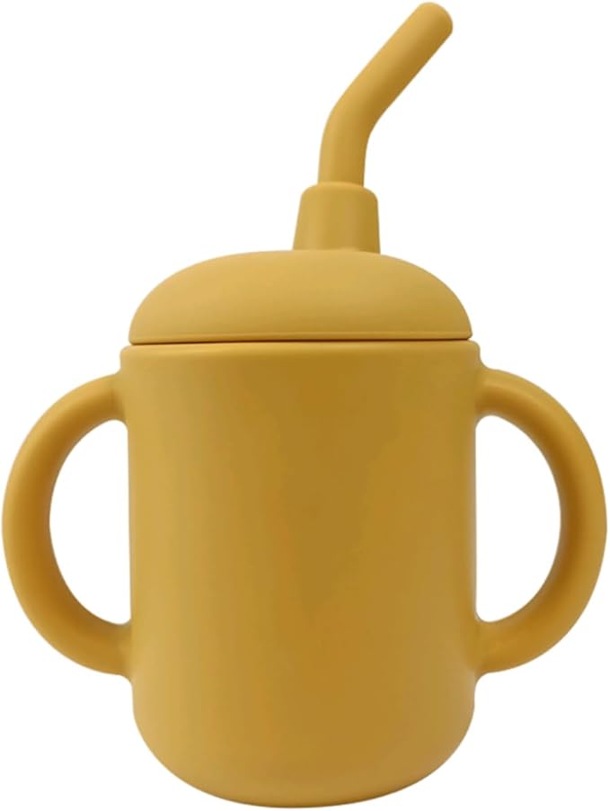 Baby Sippy Cup with Straw, BPA Free, Food Grade Silicone Sippy Cup, Suitable for Teething Babies
