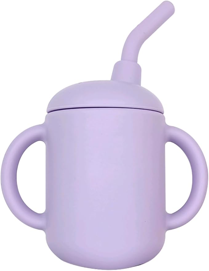 Baby Sippy Cup with Straw, BPA Free, Food Grade Silicone Sippy Cup, Suitable for Teething Babies