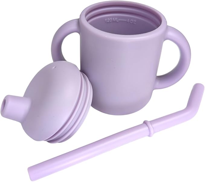 Baby Sippy Cup with Straw, BPA Free, Food Grade Silicone Sippy Cup, Suitable for Teething Babies