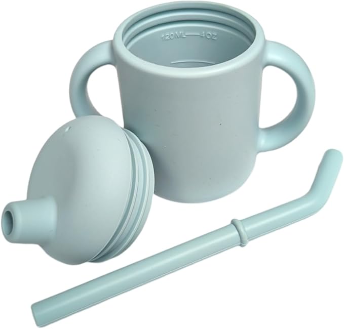 Baby Sippy Cup with Straw, BPA Free, Food Grade Silicone Sippy Cup, Suitable for Teething Babies