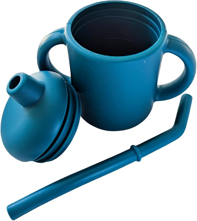 Baby Sippy Cup with Straw, BPA Free, Food Grade Silicone Sippy Cup, Suitable for Teething Babies
