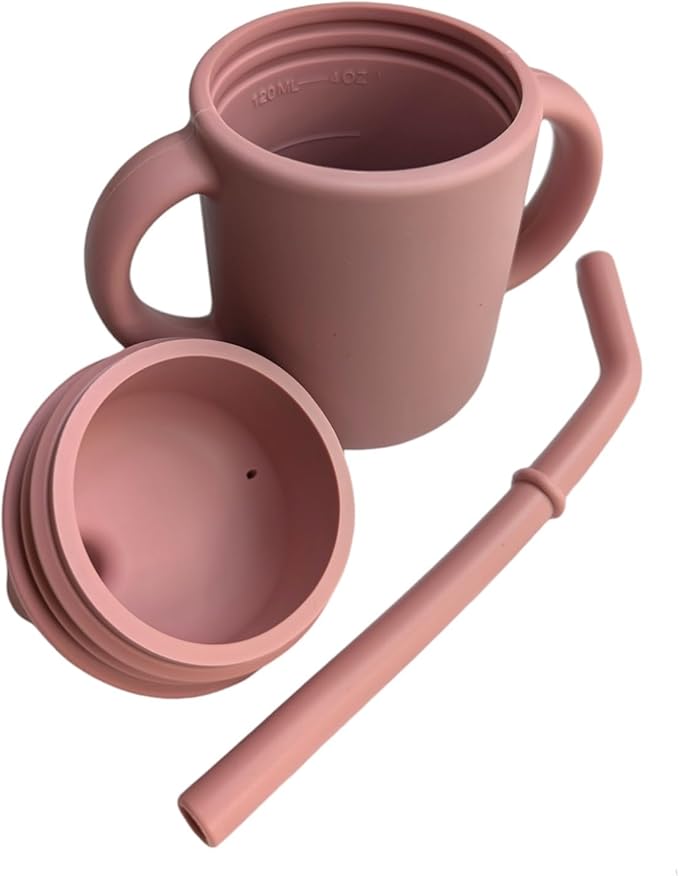 Baby Sippy Cup with Straw, BPA Free, Food Grade Silicone Sippy Cup, Suitable for Teething Babies