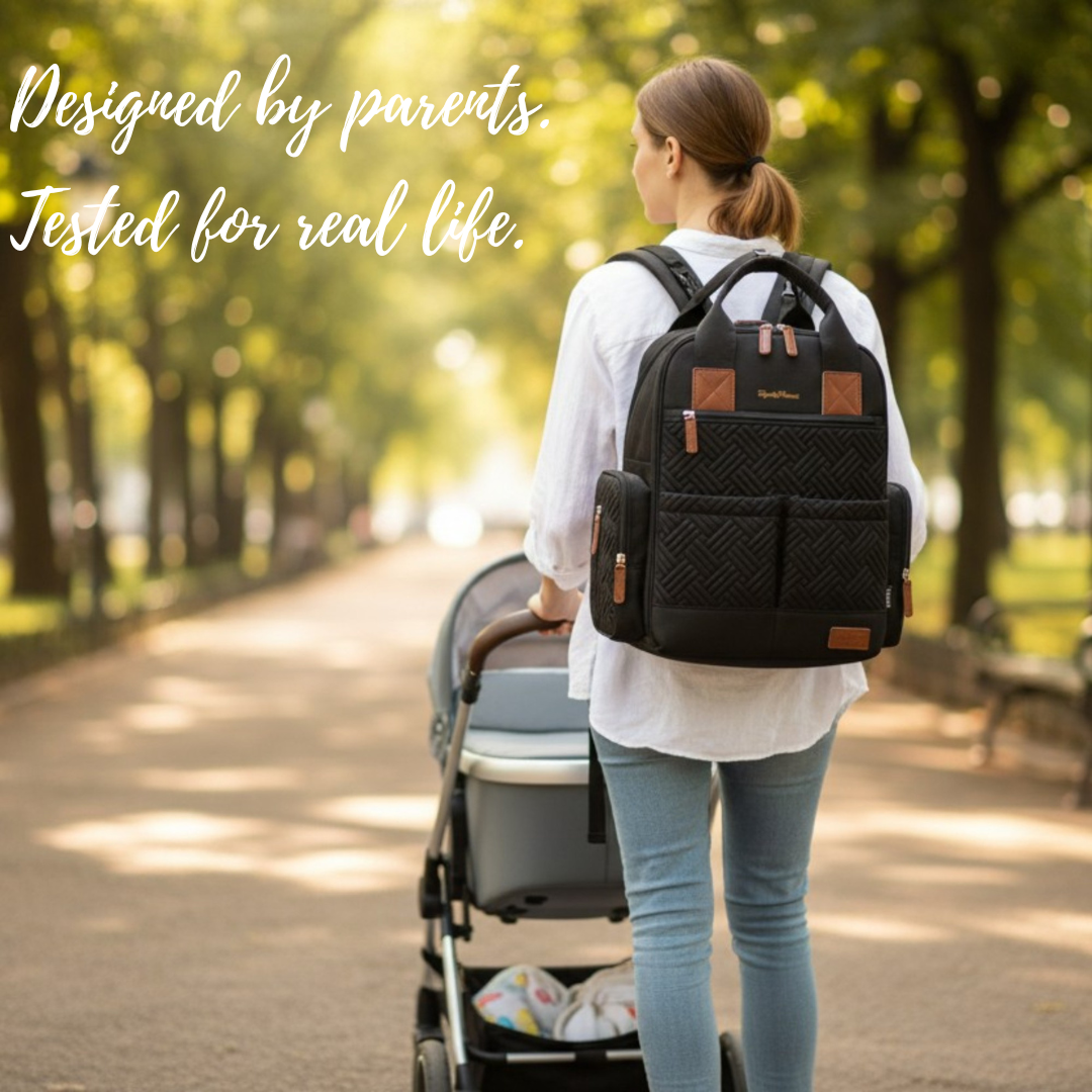 Baby Changing Backpack – Stylish, Spacious & Smart Nappy Bag for Modern Parents | Multi-Pocket Organizer with Wipe Access, Insulated Bottle Section & Stroller Straps