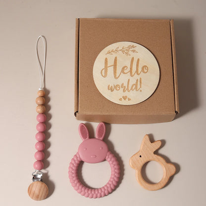 Tigerlily Phoenix Bunny Teether & Wooden Rattle Gift Set