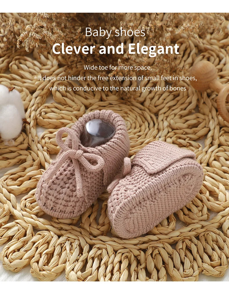Cozy Knit Baby Booties With Bow – Soft, Breathable