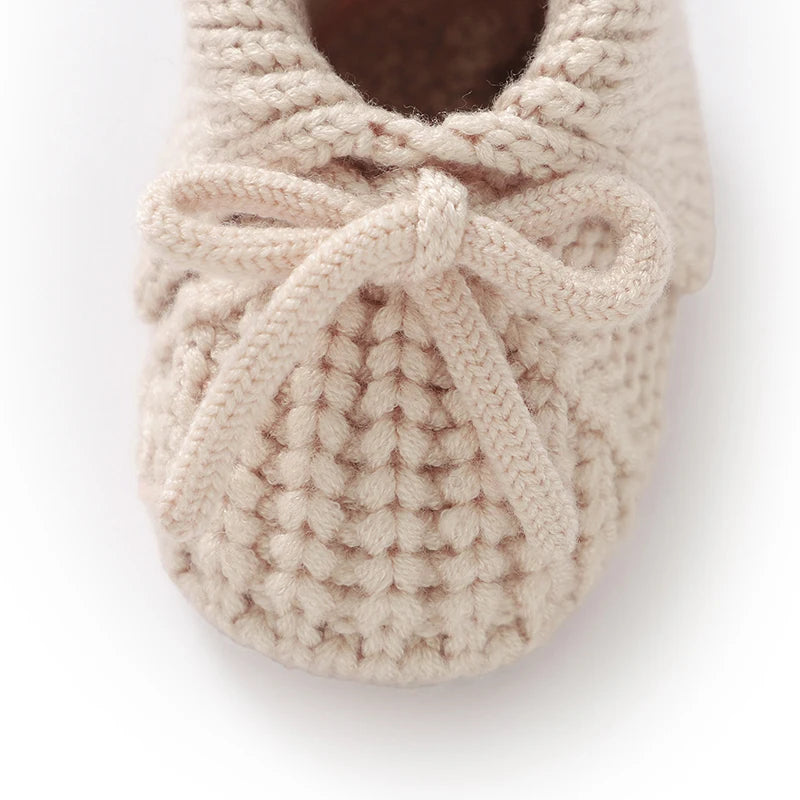 Cozy Knit Baby Booties With Bow – Soft, Breathable