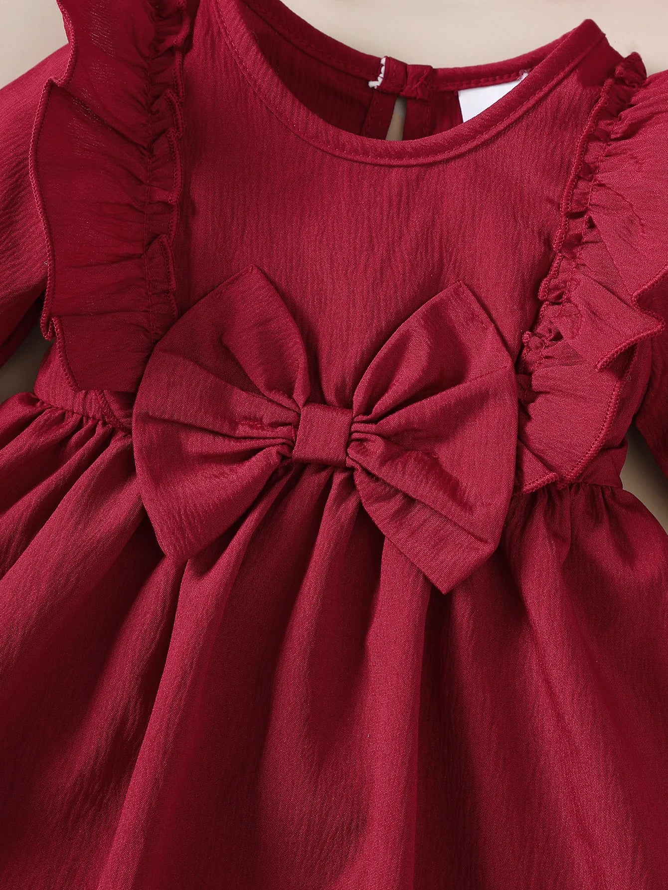 Baby Girl Dress with Bow | Valentine's Day, Mother's Day, or Any Special Occasion Outfit Cute Red Cotton Blend Comfortable Elegant for Photos Gatherings Parties