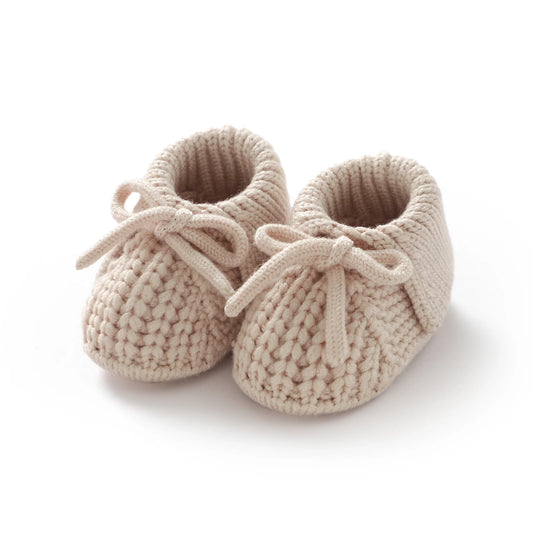 Cozy Knit Baby Booties With Bow – Soft, Breathable