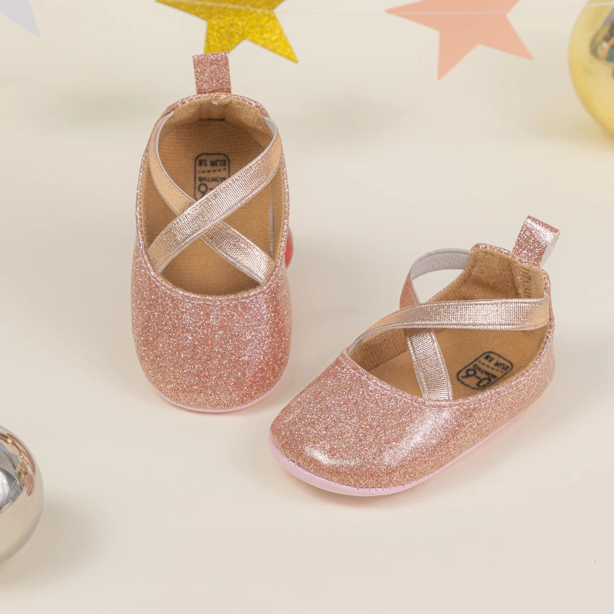 Newborn Baby Girl Princess Shoes Bling Soft Soles Non-Slip Infant Shoes First Walkers Baptism