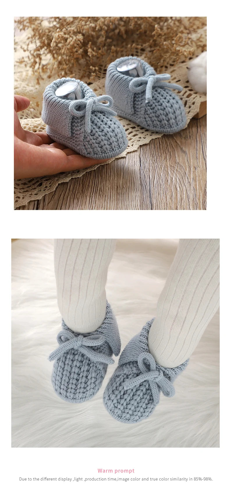 Cozy Knit Baby Booties With Bow – Soft, Breathable