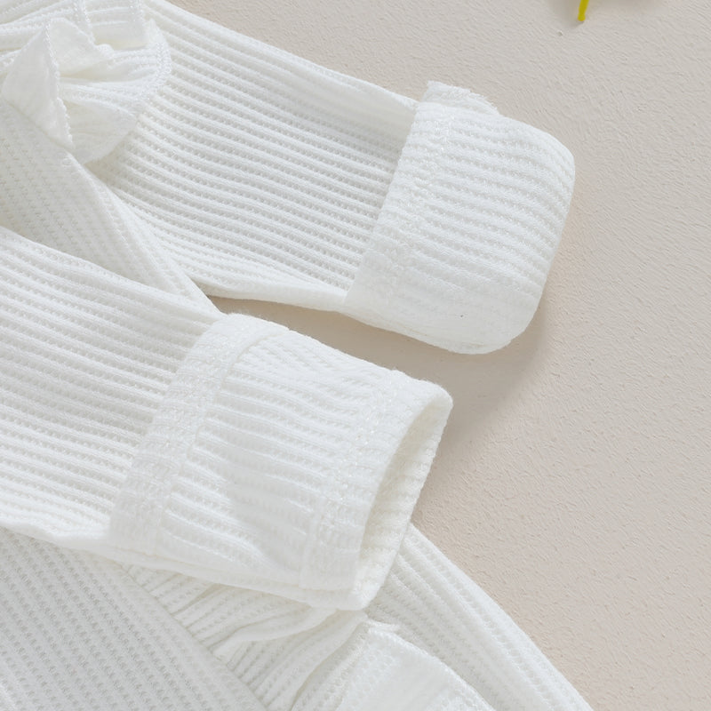 Newborn Infant Girls Solid Color Jumpsuits Baby Long Sleeve Ruffle Zipper Romper with Headband Sets Baby Clothes Spring Fall