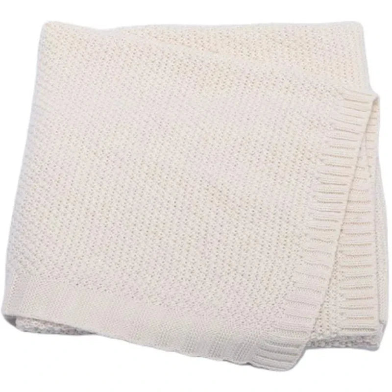 Personalised Knitted Baby Blanket – Custom Name Embroidery | Soft Cotton Newborn Handmade Keepsake Gift