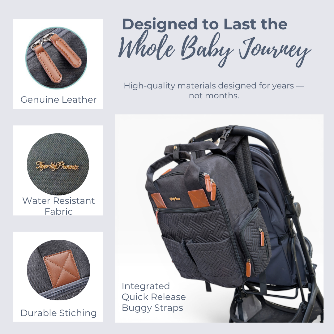 Baby Changing Backpack – Stylish, Spacious & Smart Nappy Bag for Modern Parents | Multi-Pocket Organizer with Wipe Access, Insulated Bottle Section & Stroller Straps