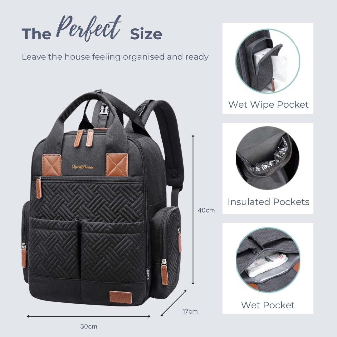 Baby Changing Backpack – Stylish, Spacious & Smart Nappy Bag for Modern Parents | Multi-Pocket Organizer with Wipe Access, Insulated Bottle Section & Stroller Straps