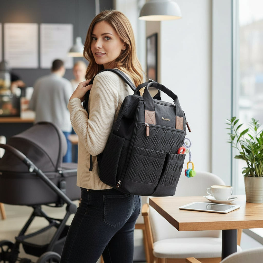 Baby Changing Backpack – Stylish, Spacious & Smart Nappy Bag for Modern Parents | Multi-Pocket Organizer with Wipe Access, Insulated Bottle Section & Stroller Straps